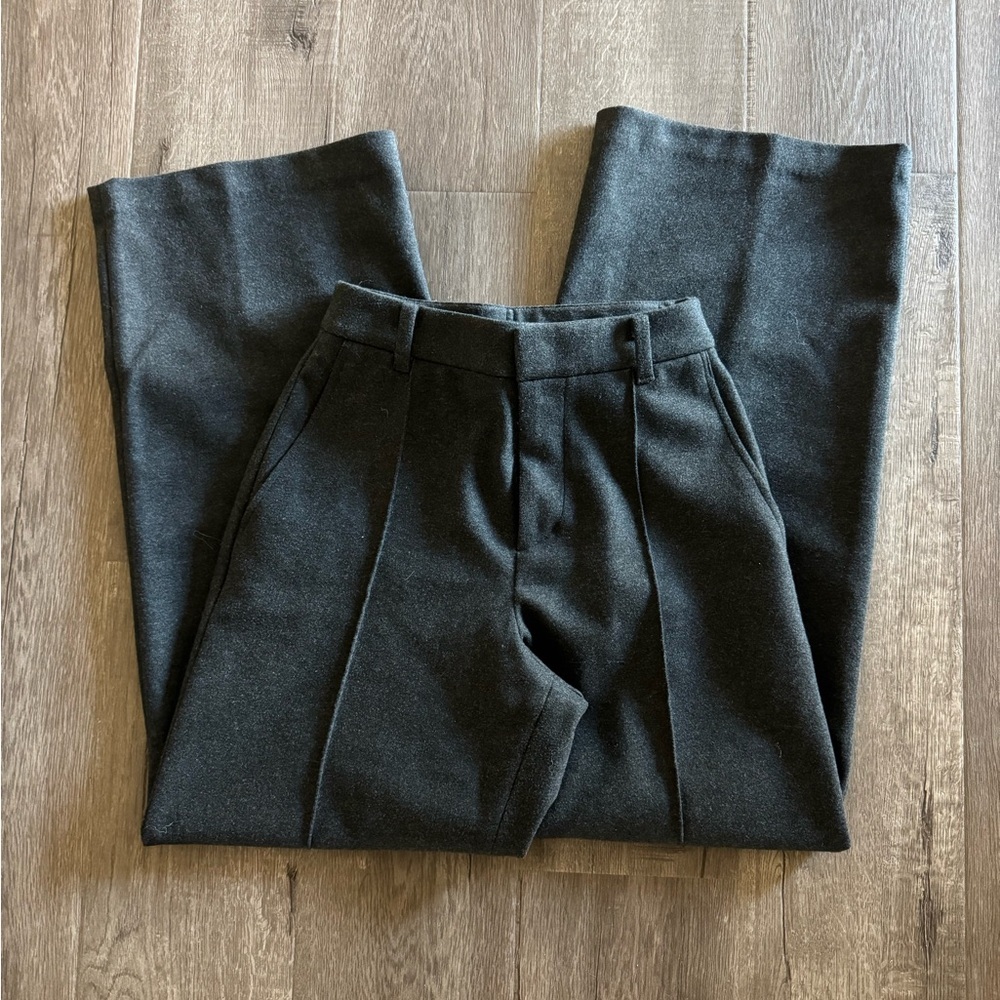 Uniqlo Charcoal Wool Straight Leg Pant